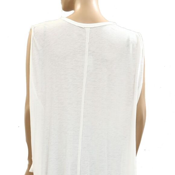 Free People Willow Maxi Top Crochet Lace Ruffle Cotton Jersey Ivory L NWT 284630 - Picture 8 of 9